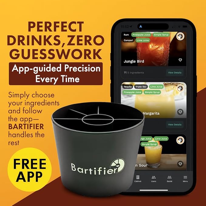 Smart Cocktail Maker — The App Shows You Where to Fill — Make 500+ Easy, Perfect Cocktails — Best Gift for Cocktail Lovers