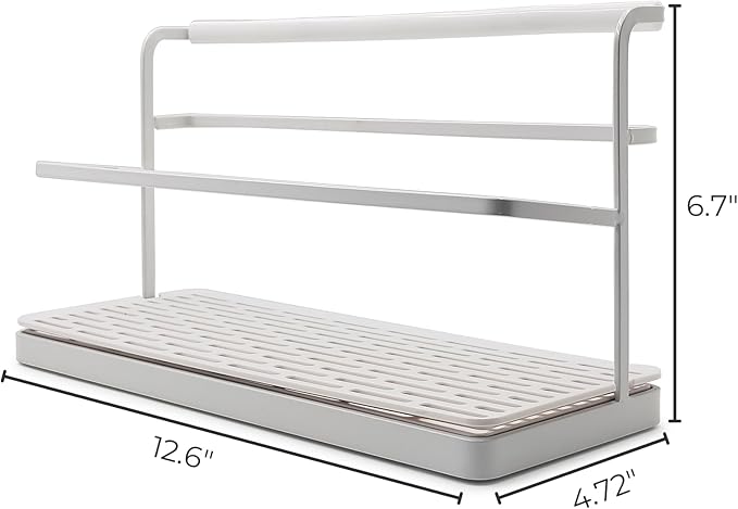 Selegna Diatomaceous Earth Bottle Drying Rack, Baby Bottle Drying Rack, Over Sink Instant Dry Small Dish Drying Rack & Bottle Dryer, Space Saving Narrow Two Tier Tower Water Bottle Drying Rack (White)