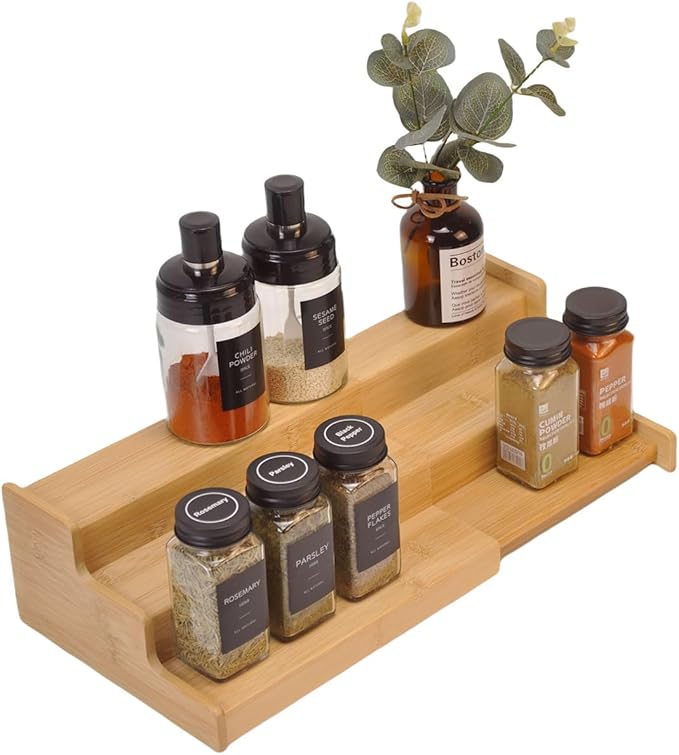 JinDoWin Spice Rack Organizer For Cabinet, Spice Organization For Cabinet, Spice Rack For Countertop,15.7 Inch Adjustable Seasoning Organizer Spice Organizer (1 Pack, Medium)