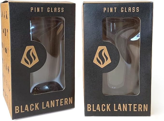 Black Lantern Nature Themed Pint Glasses Set of 2 – Pint Glasses in Unique Designs for Craft Beer Enthusiasts - (Set of Two 16oz. Glasses) - Beer Glasses for Nature Lovers (Mountain Camping)