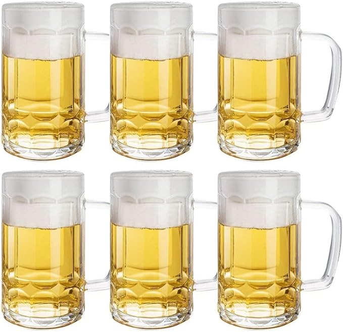 Beer Glasses Steins Pint Glass Beer Mug for Drinking Classics Beer Cup Tumblers Pub Drinkware Bar Glassware Set of 6