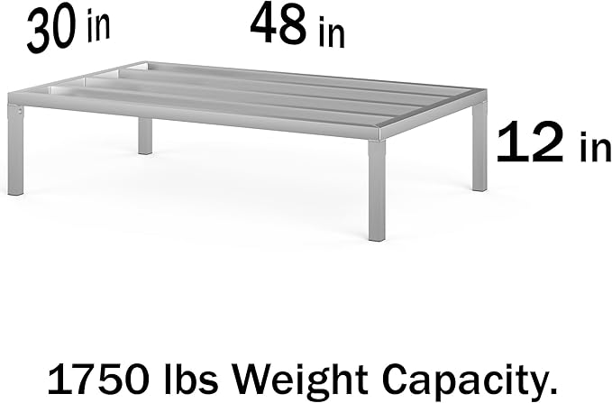 48" Long x 30" Wide | Height: 12" Off The Floor Aluminum Dunnage Rack | Storage in Restaurant, Kitchens and Garages and More!