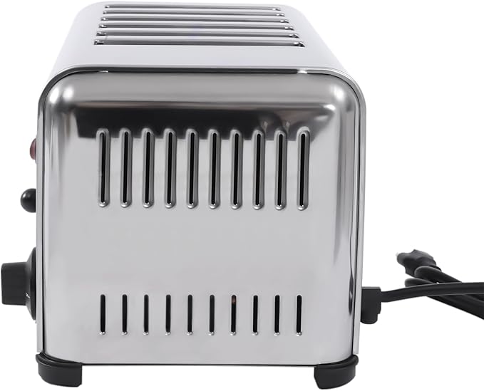 6 Slot Commercial Toaster - 6 Slice Wide Slot Stainless Steel Toaster for Restaurant and Home Kitchen, One-Piece Molding Process (1680W 110V)