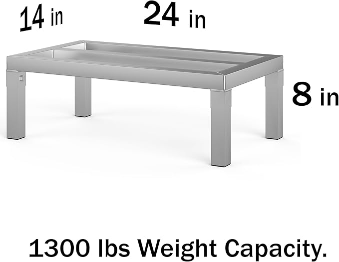24" Long x 14" Wide | Height: 8" Off The Floor Aluminum Dunnage Rack | Storage in Restaurant, Kitchens and Garages and More!