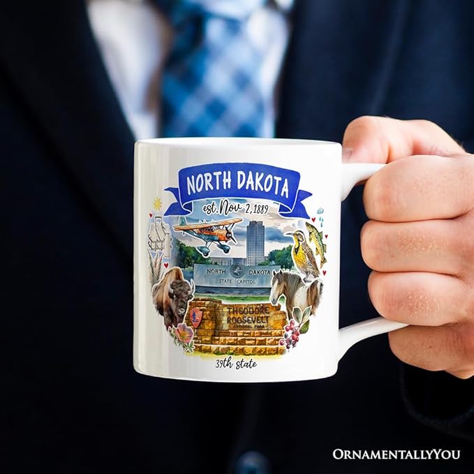 OrnamentallyYou Artistic North Dakota State Themes and Landmarks Mug