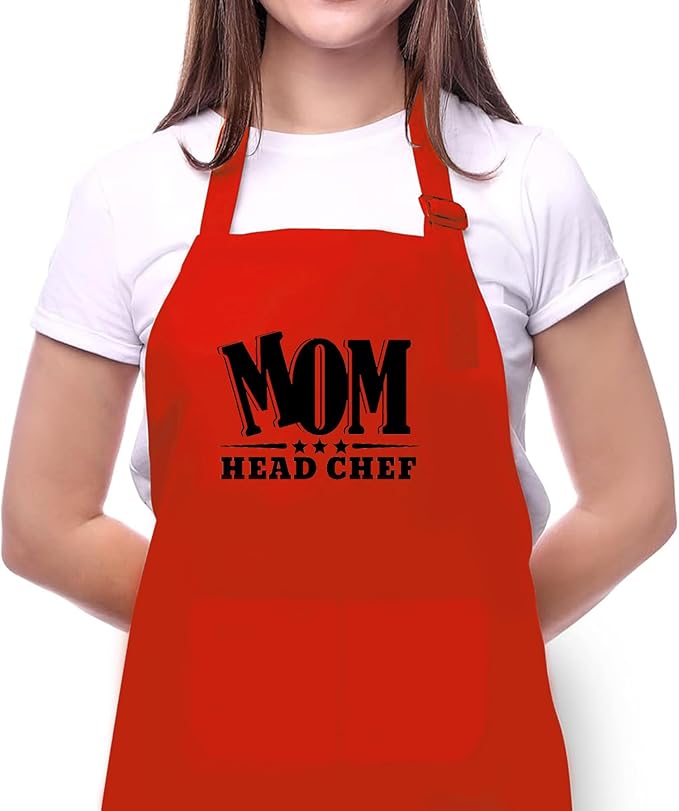 Custom Apron for Mom, Mother's Day Gift for Mom, Grandma, Personalized Kitchen Gifts for Mom, Mother, Women, Wife, Adjustable Kitchen Cooking Apron for Women - Cute Aprons with Funny Design