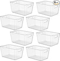 8 Pack Clear Plastic Storage Bins, 11" Large Pantry Organizer Bins with Handles, Plastic Containers for Refrigerator,BPA-Free Perfect for Kitchen,Fridge,Cabinet,Pantry,Bathroom,Closet Organization