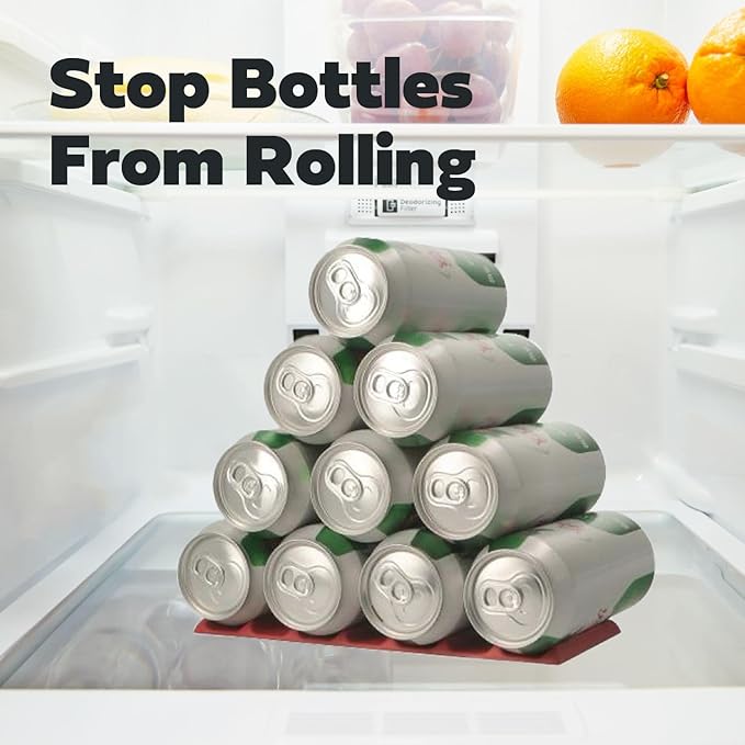 Cooks Innovations 2-Pack Drink Organizer for Fridge, Soda Can Refrigerator Organizers and Storage, Beer-Wine-Water Bottle Holder, Fridge Monkey - Durable Non-Slip&Roll