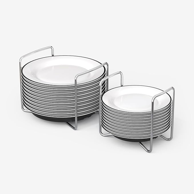 Adjustable Bamboo Dish Drying Rack - Stainless Steel 304 Dish Rack for Kitchen | Counter Home Essentials for Efficient Dish Organization and Drying (Black, 1*Small&1*Large)