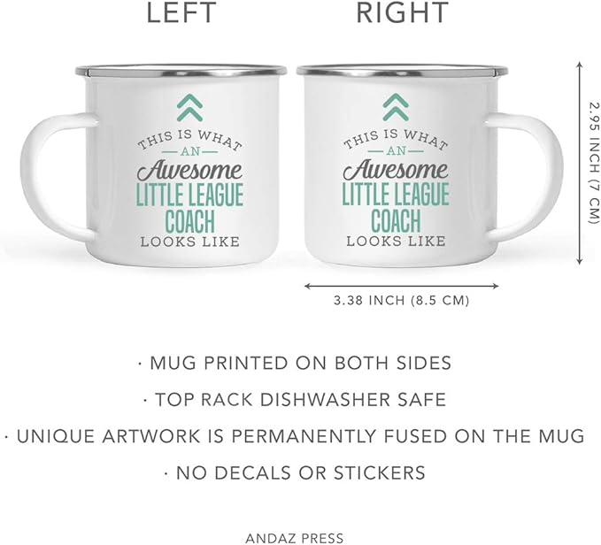 Andaz Press 11oz. Stainless Steel Campfire Coffee Mug, This is What an Awesome Little League Coach Looks Like, 1-Pack, Birthday Gift Ideas for Coworker Him Her, Includes Gift Box