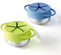 2 Pack 3-in-1 Stainless Steel Snack Containers for Toddlers with Spill-Proof Silicone Lids & Dual Handles - Baby Snack Box, Toddler Snack Cups, Perfect for Healthy Eating (Blue+Green)