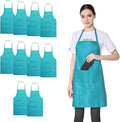 10 Pack Blue Bib Aprons Bulk for Women Girl with Pockets, Baking Party Painting BBQ Cooking Kitchen Apron (10, Blue)