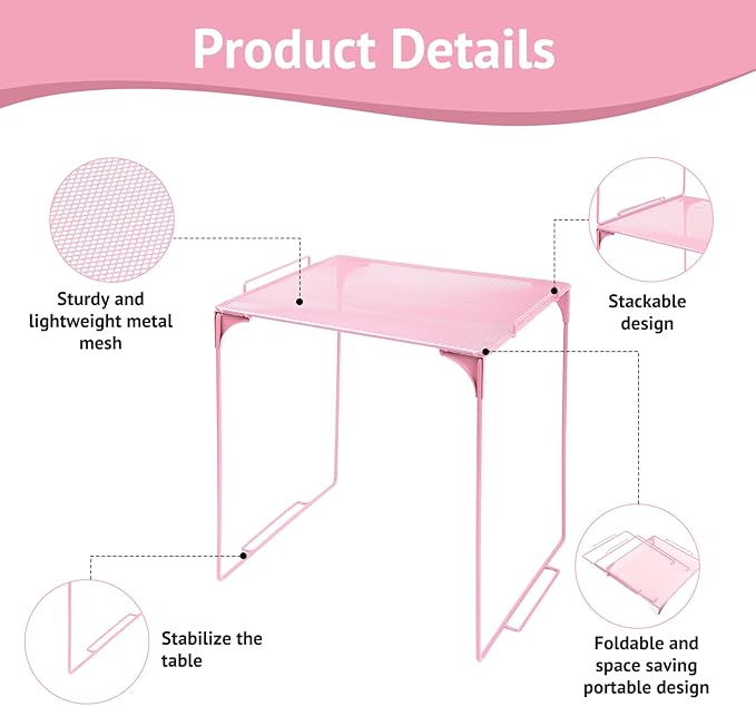 Locker Organizer Shelf Stackable Extra Locker Shelf for School Locker Organizer Storage Cabinet Accessories Suitable for School, Office, and Home use (2, Light Pink)
