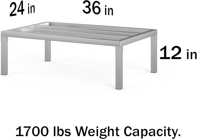 36" Long x 24" Wide | Height: 12" Off The Floor Aluminum Dunnage Rack | Storage in Restaurant, Kitchens and Garages and More!