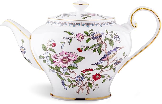 Aynsley Pembroke Bone China Teapot - 23.7oz (700ml), Oriental Bird & Foliage, Food Safe, Gift for Tea Lovers