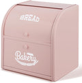 Bread Box, Metal Bread Box For Kitchen Countertop, Bread Storage Container Holds 2 Loaves Of Bread, High Capacity Breadbox, Bread Holder Suit Farmhouse Kitchen Decor For Counter (Pink)