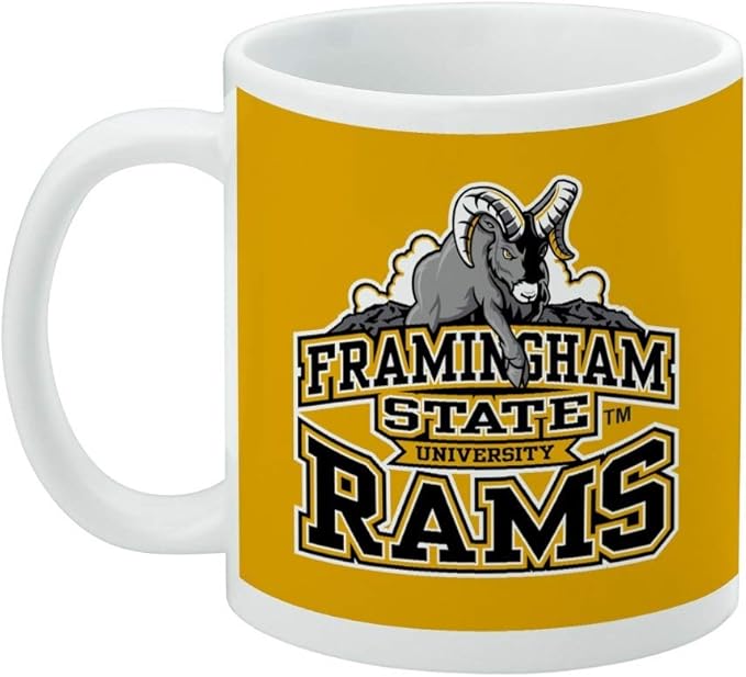 Framingham State Rams Logo Ceramic Coffee Mug, Novelty Gift Mugs for Coffee, Tea and Hot Drinks, 11oz, White