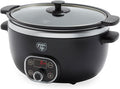 GreenLife 6QT Slow Cooker, Non-Toxic PFAS-Free Ceramic Nonstick Removable Interior Bowl, Programmable, Family Friendly, Keep Warm, Stovetop & Oven Safe, Dishwasher Safe Crock, Timer, Glass Lid, Black