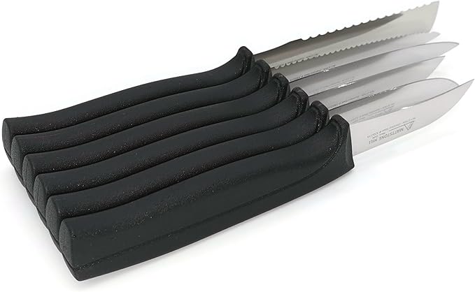 Kitchen Knife Set - MATTSTONE HILL Paring Knife Set, 4 Inch Serrated Utility Knife, Vegetable Knife Set, Slim Blade, Premium Stainless Steel, Semi Soft Handle, Black