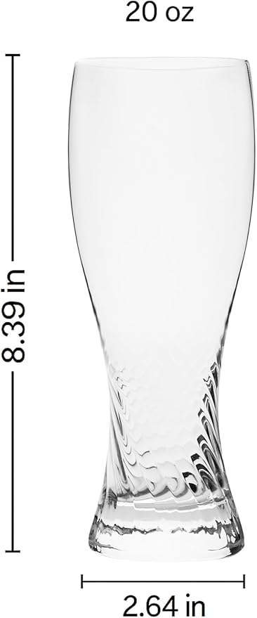 Twistedflow Beer Glasses Set of 4 | 20 Oz, Crystal glass, Advanced Twisted Design, Premium gift box, Lead-Free
