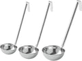 OCS Parts Set of 3 Stainless Steel Culinary Ladles | One-Piece Dishwasher Safe Home, Restaurant, Buffet and Catering Serving Ladle for Sauces, Soup, Gravy, and Salad Dressing (12-16 - 24 Ounce)
