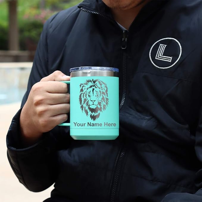LaserGram 15oz Vacuum Insulated Coffee Mug, Sushi, Personalized Engraving Included (Teal)