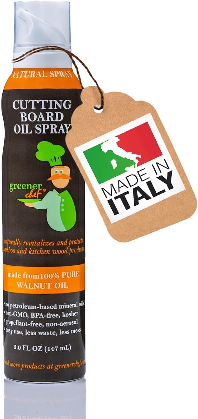 Italian Walnut Cutting Board Oil Spray Used for Conditioning Bamboo Wood Chopping Boards and Wooden Utensils - Ideal for Health Conscious Chefs