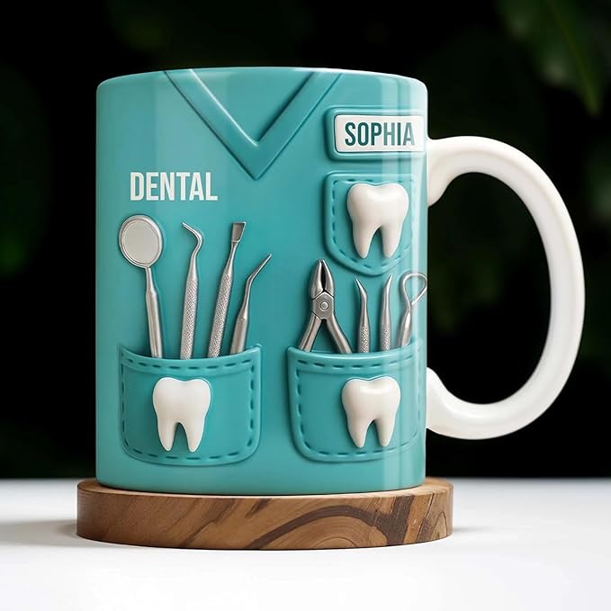 Personalized Dentist Mug, Dental Equipment Design Custom Coffee Cup, Gift For Dentists Or Dental Assistants, Graduation Gift For Dental Students, Dentistry Appreciation Present For Men And Women