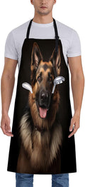 German Shepherd Apron for Women, 28x33in, Kitchen Chef Aprons with 2 Pockets, Polyester, Animal Dog Apron for Cooking BBQ Baking Gardening Chef, Gifts for Mom Wife Dad