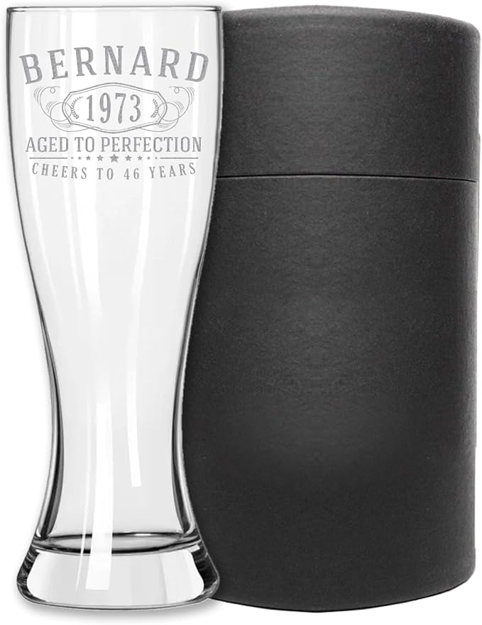 Personalized Gifts for Men Etched 23oz Pilsner Beer Glass - Customized Birthday Gifts for Brother, Bernard, Custom Engraved Drinking Gift Him Man Father Dad, Vasos Regalos Personalizados para Hombre