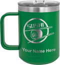 LaserGram 15oz Vacuum Insulated Coffee Mug, Sushi, Personalized Engraving Included (Green)