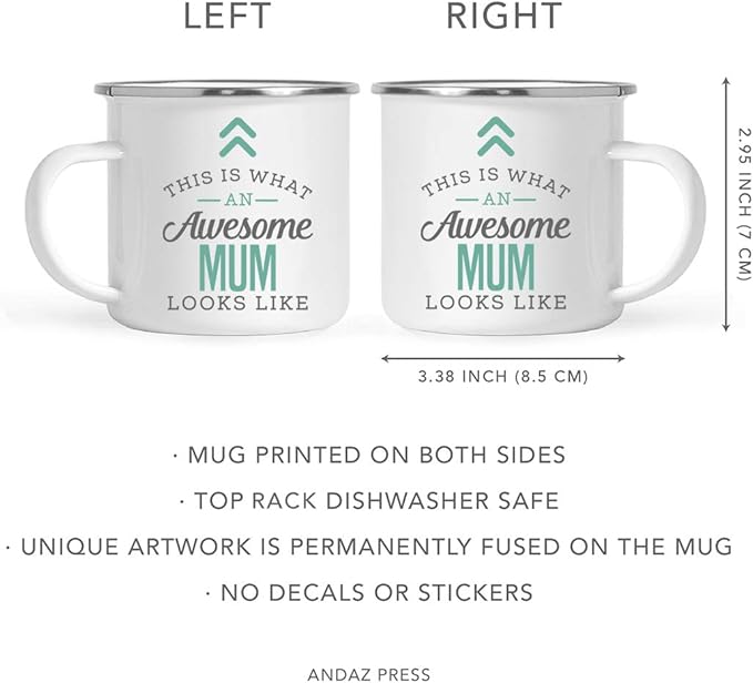 Andaz Press 11oz. Stainless Steel Campfire Coffee Mug, This Is What an Awesome Mum Looks Like, 1-Pack, Birthday Gift Ideas for Coworker, Includes Gift Box