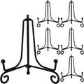6PCS Premium Black Iron Plate Stands for Display 4 Inch, Decorative Solid Metal Plate Holders for Displaying, Mini Easel, Frame, Book, Card, Plaque, Bowl, Picture Stands for Display