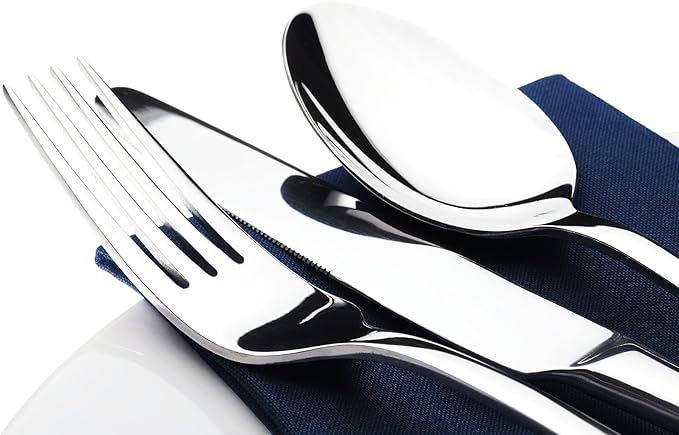 Silverware Set for 12, 65 Piece Stainless Steel Flatware Cutlery Fork and Spoon Set with Serving Utensils Set, Dishwasher Safe, Gift Package for Wedding Housewarming