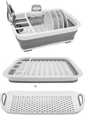camper must haves dish drying rack Collapsible Dish Drying Rack Portable Dinnerware Drainer Organizer for Kitchen RV Campers Travel Trailers Space Saving Kitchen Storage Rack Tray (with Drainboard)
