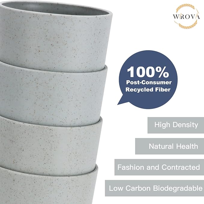 Wrova Wheat Straw Cups 8 PCS Good Alternative to Plastic Reusable Cups 20 oz Unbreakable Drinking Cup Reusable Dishwasher Safe Water Plastic Glasses Light Grey