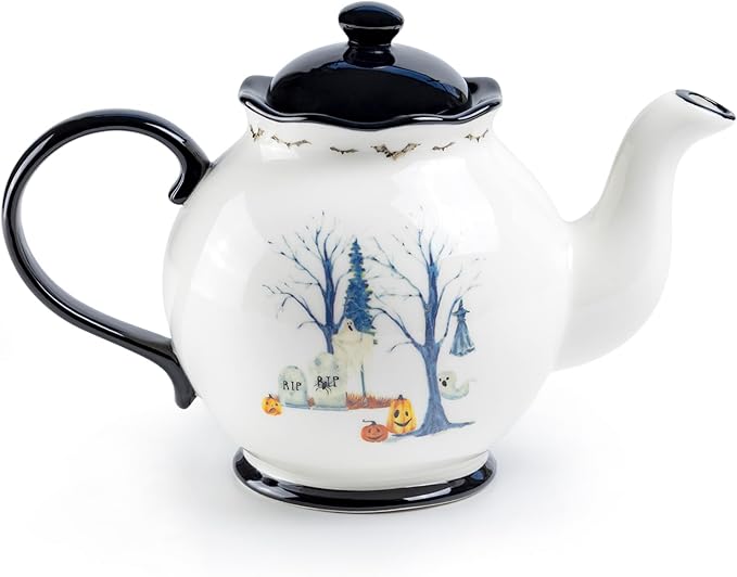 Halloween Haunted House Teapot, Gothic Eerie Theme Tea Party, Whimsical Spooky Halloween Teapot 40oz