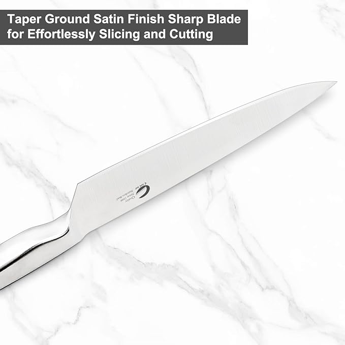 6-Piece Kitchen Knife Set with Ventilated Knife Block – High Carbon Stainless Steel Culinary Knives, Dishwasher Safe, Professional Cooking Knife Set (Chef/Slicer/Bread/Utility/Paring)