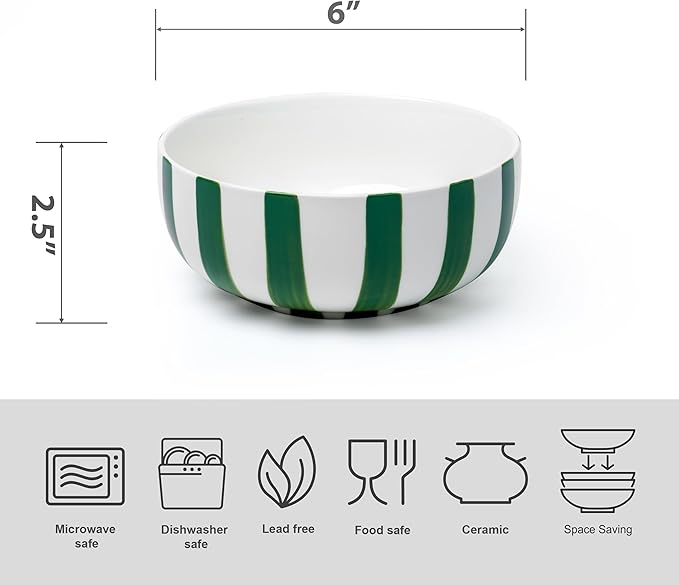 Junko Cereal Bowls Set of 4-36 Ounce Ceramic Bowls, Japanese Noodle Bowl Set, Ceramic Bowls for Kitchen, Breakfast, Oatmeal, Microwave and Dishwasher Safe (Forest)