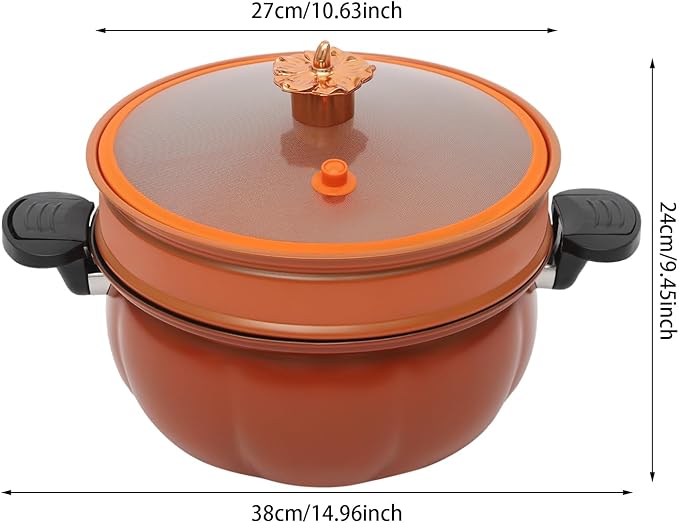 Micro Pressure Cooker, Non-stick Coating Multi-Function Micro Pressure Cooking Pot, Pumpkin Shaped Pressure Cooking Pot, for Home Kitchens, Dormitories, Flats, Etc, 8L/2.11gal (Orange)