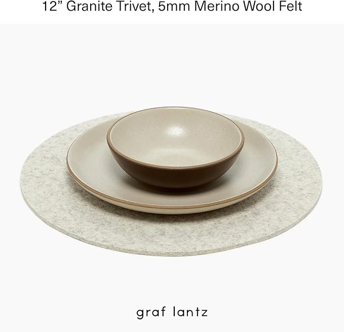 Graf Lantz - Trivets for Hot Dishes - Heat Resistant 100% Merino Wool - Hot Pads for Kitchen, Countertops, Tables, Sizzling Dishes, Pots & Pans - Home Decor, Kitchen Accessories - 12", Heather White