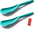 Cooking Spoon for Nonstick Cookwares, VOVOLY Silicone Spoon for Mixing, Scoop, and Scrape,Seamless Design, 12.6'', 2 Pack, Teal