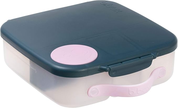 b.box Kids Lunch Box – 4 compartments (2 Leak-proof) Bento Box with Cold Pack & Removable Divider Reusable Snack Containers with Lids, Snack Box for Toddlers & Older Kids 8 1/2 cups (Indigo Pink)