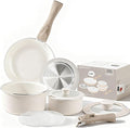 10-Piece Ceramic Nonstick Cookware Set, PFAS/PFOA/PTFE-Free & Non-Toxic Pots and Pans Set with Detachable Handles, Dishwasher Safe & Induction Compatible for Kitchen & RV Cooking