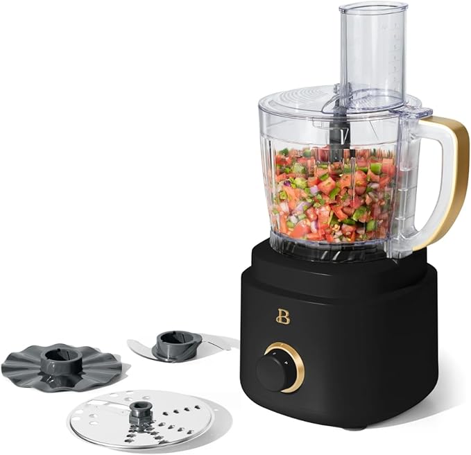 Beautiful 10‑Cup Food Processor ‑ 500 W, Variable Speed, Twist‑Lock, Dishwasher‑Safe Parts, Included Accessories (Black Sesame)