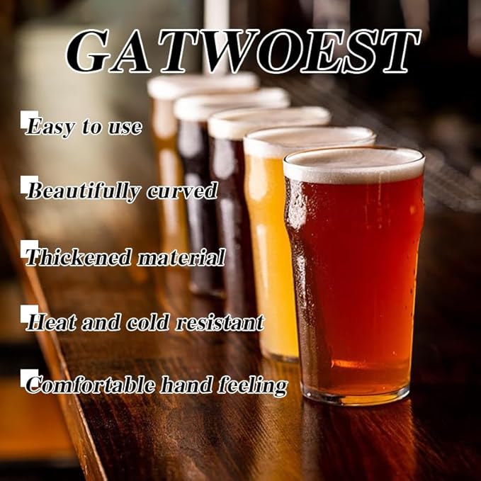 20 oz Beer Glasses Set of 4- Easy to Stack & Lead-Free Classic British Pint Glasses Large Pub Craft Beer Glass for IPA, Pilsner,Clear Tall Glass Cups Great Beer Gifts for Men-Dishwasher Safe