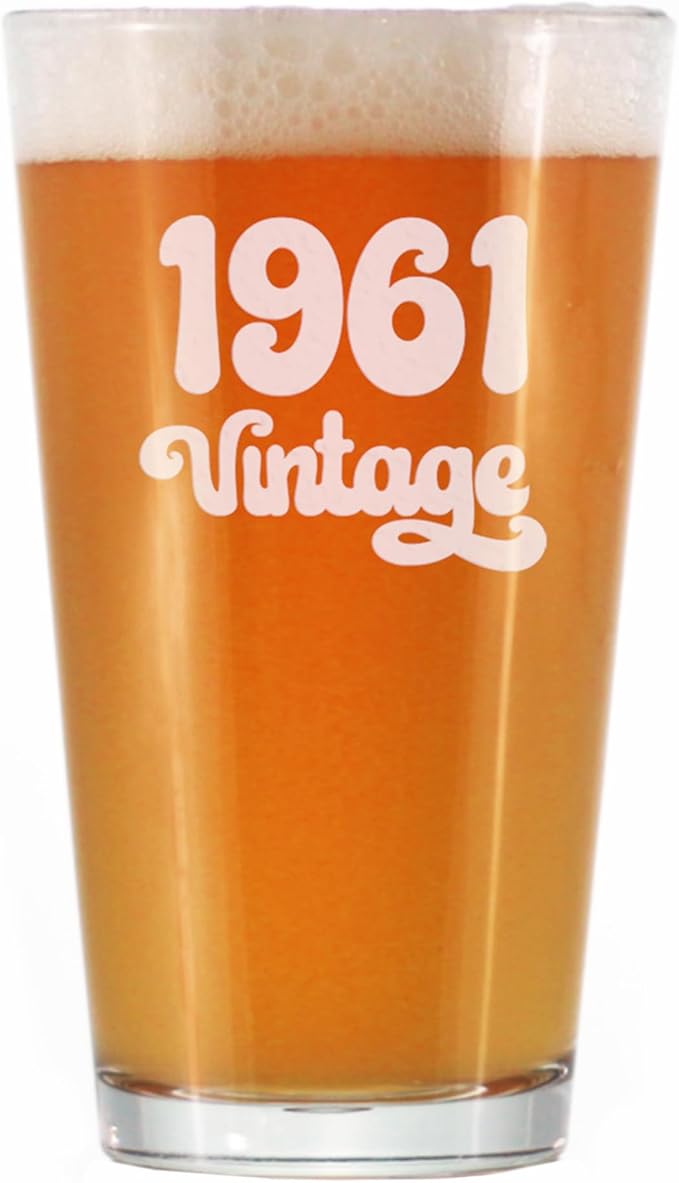 Vintage 1961 Pint Glass for Beer - 64th Birthday Gifts for Men or Women Turning 64 - Fun Bday Party Decor - 16 oz