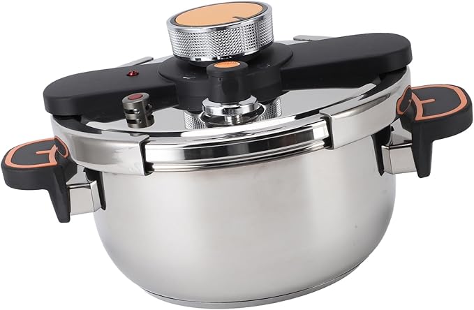 JTLB Pressure Cooker Professional Efficient Fast Even Heating Prevents Stick Large Capacity 304 Stainless Steel Canning Pot for Home Kitchen (4L)