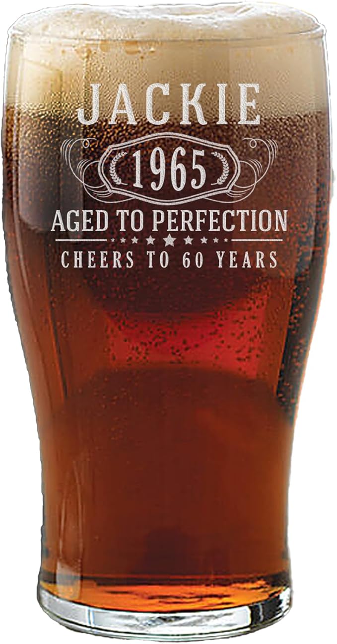 Personalized Etched 20oz Pub Pint Glass – Beer Gifts for men, Custom Engraved Drinking Glasses, Customized Retirement, Birthday for Him, Gifts for Dad Fathers Day, Groomsmen, Wedding, Bernard