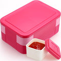 6-compartment Bento Box, 50oz Lunch Container with Utensils & Sauce Cup, Microwave & Dishwasher Safe, Leakproof Lunch Box for Adults Men Women(Rose Red)